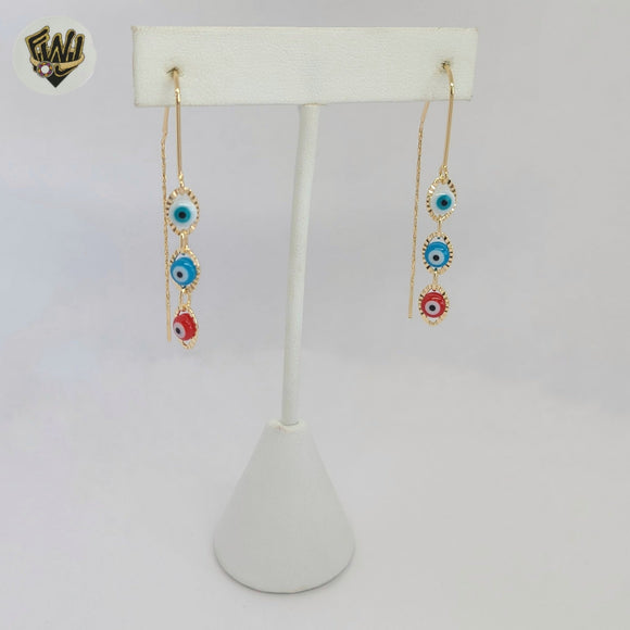 (1-1239-5) Laminado de oro - Pendientes de ojo malvado - BGF
