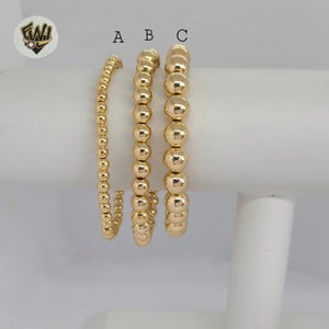 (MBRA-25-5) Gold Laminate - Elastic Balls Bracelets - BGF.
