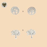 (2-3080) 925 Sterling Silver - Tree of Life Stud Earrings.