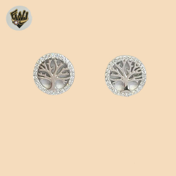 (2-3218) 925 Sterling Silver - Tree of Life Stud Earrings.