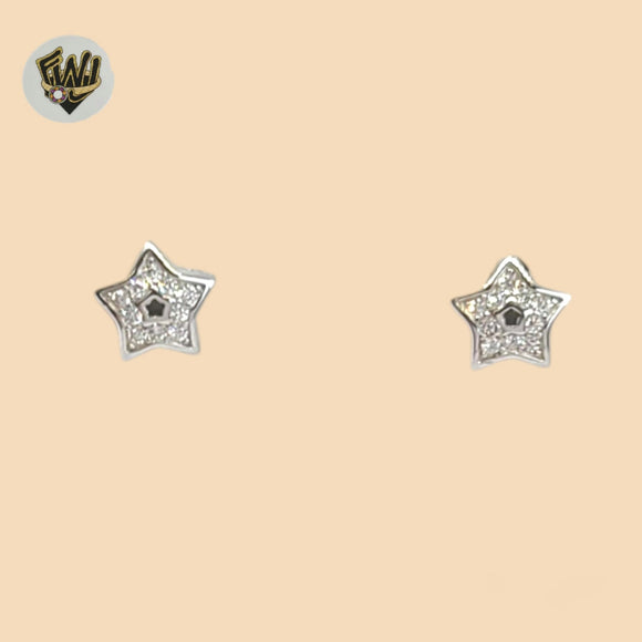 (2-3216-1) 925 Sterling Silver -Zircon Star Stud Earrings.