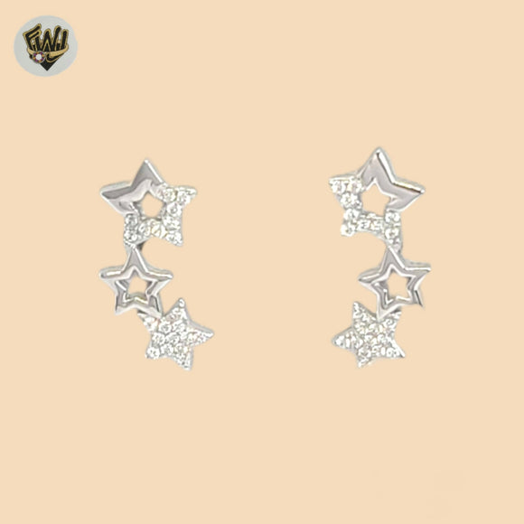 (2-3116) Pendientes de plata de ley 925 con estrellas de circonitas. 
