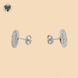 (2-3218) 925 Sterling Silver - Tree of Life Stud Earrings.