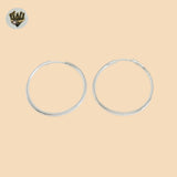 (2-4013) 925 Sterling Silver - Plain Round Hoops.
