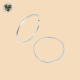 (2-4013) 925 Sterling Silver - Plain Round Hoops.