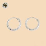(2-4008) 925 Sterling Silver - Small Plain Round Hoops.