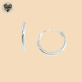 (2-4008-1) 925 Sterling Silver - Small Plain Round Hoops.