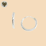 (2-4008) 925 Sterling Silver - Small Plain Round Hoops.