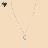 (2-66014-2) 925 Sterling Silver - 1mm Link Moon Necklace.