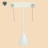 (2-3423) 925 Sterling Silver - Pearl Flower Dangle Earrings.