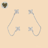 (2-3260) 925 Sterling Silver - Double Zircon Stud Earrings.