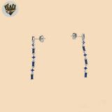 (2-3338) 925 Sterling Silver - Zircon Dangle Earrings.