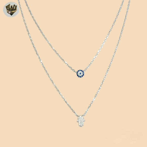 (2-66018) 925 Sterling Silver - 1mm Layering Eye Necklace - 14