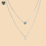 (2-66018) 925 Sterling Silver - 1mm Layering Eye Necklace - 14"