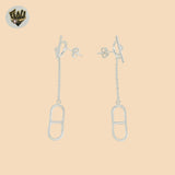 (2-3333) 925 Sterling Silver - Long Toggle Earrings.