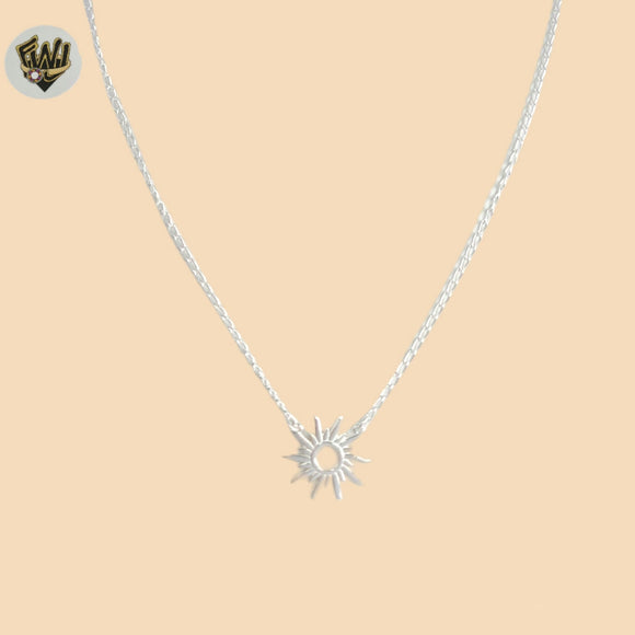 (2-66015) 925 Sterling Silver - 1.5mm Open Link Sun Necklace.