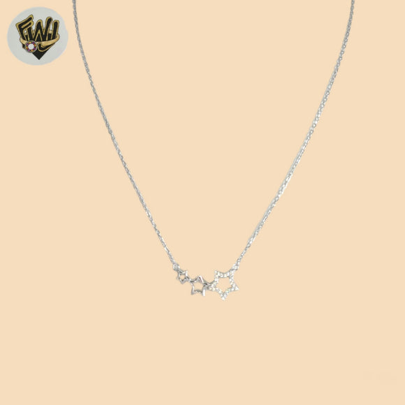 (2-66077) 925 Sterling Silver - 1mm Link Stars Necklace.