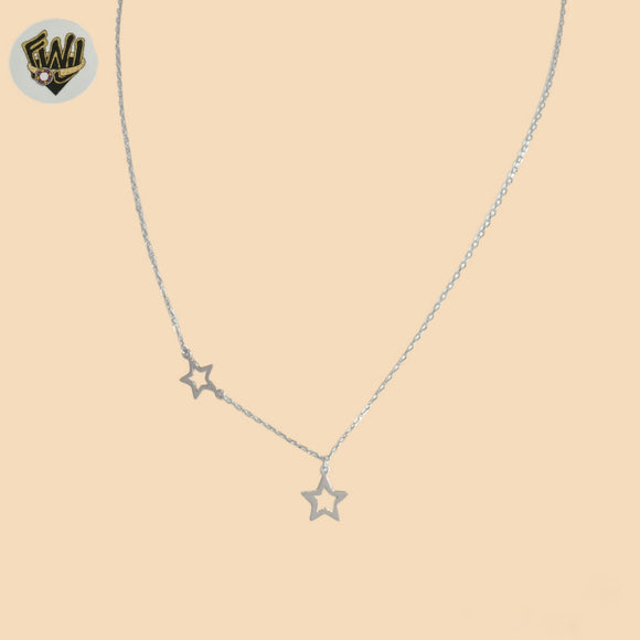 (2-66171) 925 Sterling Silver - 1mm Link Stars Necklace.