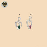 (2-1356) 925 Sterling Silver - Heart Zircon Pendants.