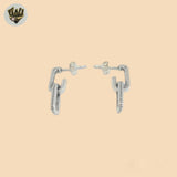 (2-3231) 925 Sterling Silver - Paper Clip Stud Earrings.