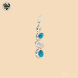 (2-1756) Plata de Ley 925 - Colgantes de Piedra y Madera.