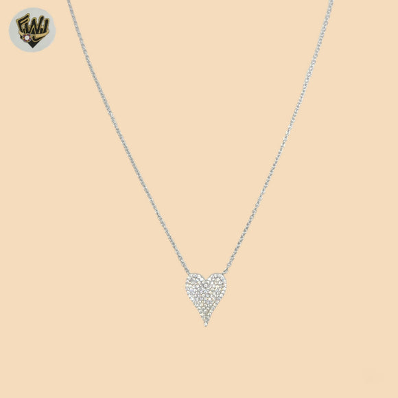 (2-66122-3) 925 Sterling Silver - 1mm Link Heart Necklace - 18