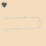(2-0177) 925 Sterling Silver - 2mm Link Charms Anklet - 9"