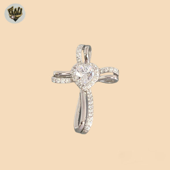 (2-1061) 925 Sterling Silver - Zircon Cross Pendants.