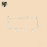 (2-0177) 925 Sterling Silver - 2mm Link Charms Anklet - 9"