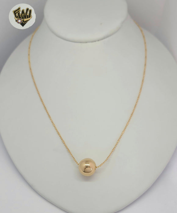 (1-6378) Gold Laminate - Ball Necklace - 18