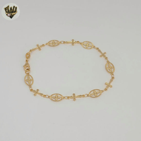 (1-0832) Laminado de oro - Brazalete de medallas religiosas de 11 mm - 7,5