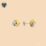 (2-3159) 925 Sterling Silver - Tree Tones Knot Earrings.