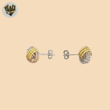 (2-3159) 925 Sterling Silver - Tree Tones Knot Earrings.