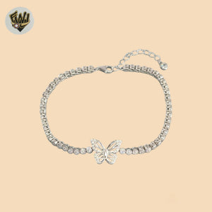 (2-0439) 925 Sterling Silver - Zircon Butterfly Bracelet.