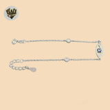 (2-0302-1) 925 Sterling Silver - 1.5mm Link Evil Eye Bracelet.