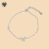 (2-0352-1) Plata de ley 925 - Pulsera de eslabones con forma de pata de 1 mm.