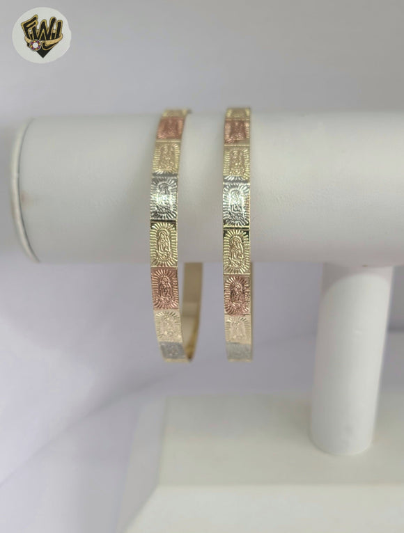 (1-4046) Gold Laminate - 6mm Three Tones Guadalupe Virgin Bangle - BGO
