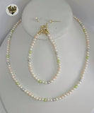 (MSET-06) Gold Laminate - 4mm Multicolor Mallorca Pearls Set
