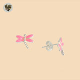 (2-3262) 925 Sterling Silver - Dragonfly Stud Earrings.