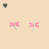 (2-3262) 925 Sterling Silver - Dragonfly Stud Earrings.