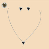 (2-6367) 925 Sterling Silver - 1mm Link Heart Set - 16"