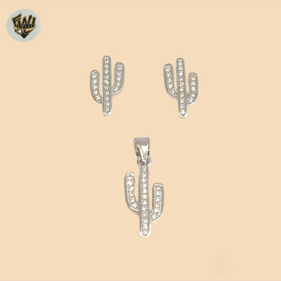 (2-6310) 925 Sterling Silver -  Cactus Zircon Set.