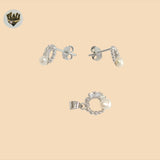 (2-6836) 925 Sterling Silver - Zircon Pearl Set.