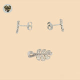 (2-6320) 925 Sterling Silver - Leaf Zircon Set.