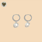 (2-4283) Plata de ley 925 - Charms de perla Huggies. 