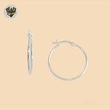(2-4057) 925 Sterling Silver - Plain Round Hoops.
