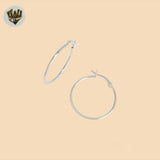 (2-4057) 925 Sterling Silver - Plain Round Hoops.