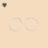 (2-4057) 925 Sterling Silver - Plain Round Hoops.