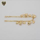 (1-0546) Laminado de oro - Pulsera de elefantes con eslabones Figaro de 3 mm - 7" - BGF