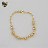 (1-0614) Laminado de oro - Pulsera con dijes de eslabones curvos de 3 mm - 7,5" - BGF